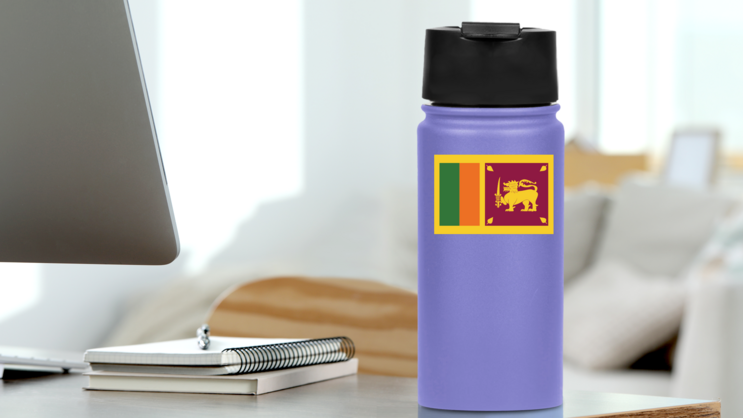 Sri Lanka Country Flag Sticker on a Water Bottle (New) example