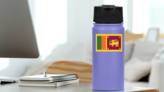 Sri Lanka Country Flag Sticker on a Water Bottle (New) example
