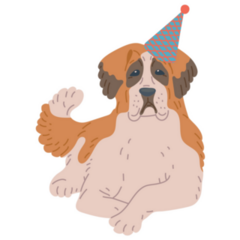 St Bernard Bday Hat Sticker