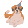 St Bernard Bday Hat Sticker