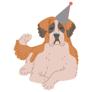 St Bernard Bday Hat Sticker