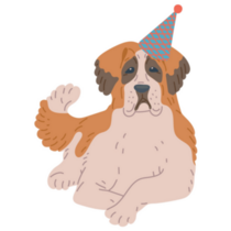 St Bernard Bday Hat Sticker