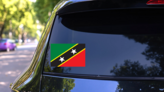 St Kitts and Nevis Flag Sticker on a Rear Car Window (New) example