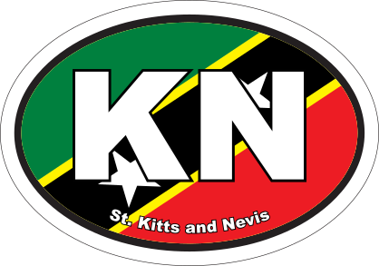 St. Kitts And Nevis Kn Flag Oval Sticker