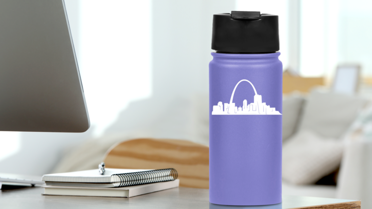 St. Louis Gateway Arch Sticker on a Water Bottle (New) example