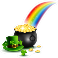 St. Patricks Day Gold And Rainbow Sticker