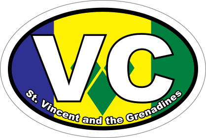 St. Vincent And The Grenadines Vc Flag Oval Sticker