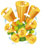 Stacks of Coins World Illustration Sticker
