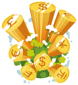 Stacks of Coins World Illustration Sticker