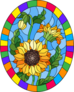 Stained Glass Sunflower Sticker
