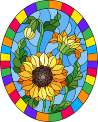 Stained Glass Sunflower Sticker