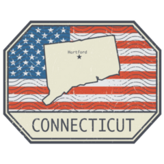 Stamp Connecticut,United States Map Sticker