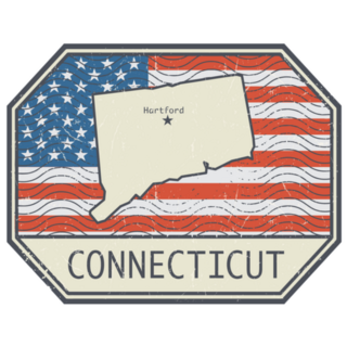 Stamp Connecticut,United States Map Sticker
