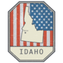 Stamp Map Of Idaho, United States Flag Sticker