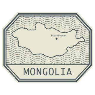 Stamp Map Of Mongolia Sticker