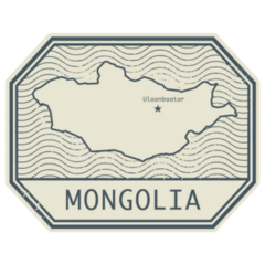 Stamp Map Of Mongolia Sticker