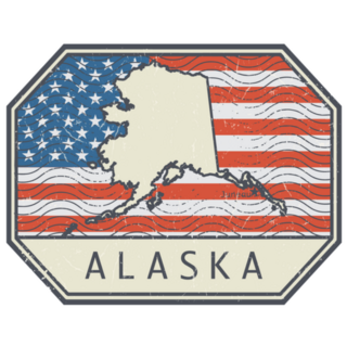 Stamp Or Sign With The Name And Map Of Alaska Sticker