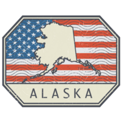 Stamp Or Sign With The Name And Map Of Alaska Sticker