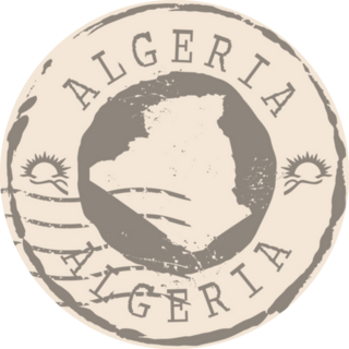 Stamp Postal Map Of Algeria Sticker
