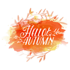 Stamp Silhouette Hello, Autumn Watercolor Sticker