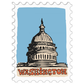 Stamp With Doodle View Of Washington DC Sticker