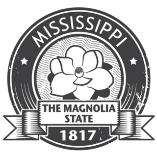 Stamp With Name Of Mississippi Magnolia Sticker