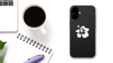 Standard Hibiscus Flower Sticker on a Phone (New) example