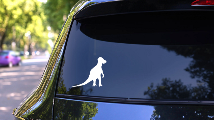 Standing Acrocanthosaurus Dinosaur Sticker on a Rear Car Window (New) example