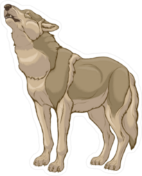 Standing Howling Grey Wolf With Raised Head Sticker