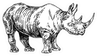 Standing  Large Rhino Sketch Sticker