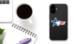 Star and America Eagle Logo Sticker on a Phone (New) example