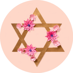 Star Of David In Flowers On Pink Sticker