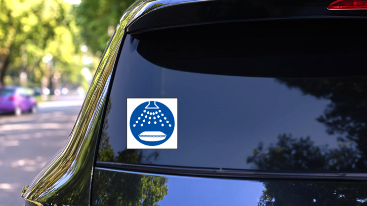 Start Water Spray Sign Sticker on a Rear Car Window (New) example