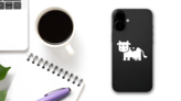 Startled Cow Sticker on a Phone (New) example