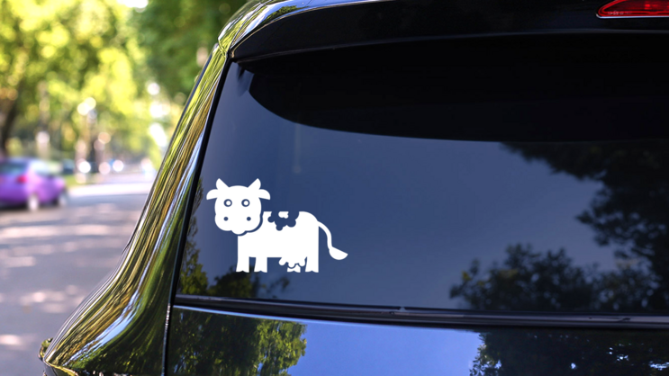 Startled Cow Sticker on a Rear Car Window (New) example