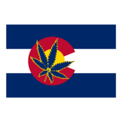 State Flag Of Colorado With Marijuana Leaf Sticker