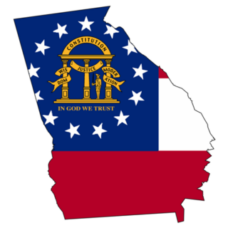State Map Outline Of Georgia Over Flag Sticker