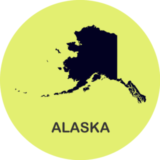 State Of Alaska Map On Bright Green Sticker