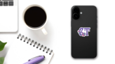 State Of Connecticut Abbreviation Purple Glitter Sticker on a Phone (New) example