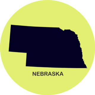 State Of Nebraska Map On Green Sticker