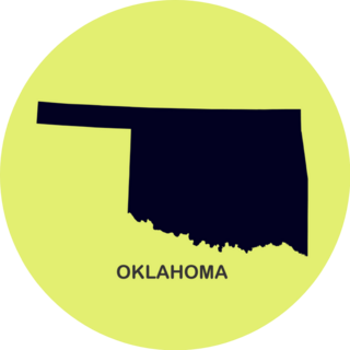 State Of Oklahoma Map On Green Sticker