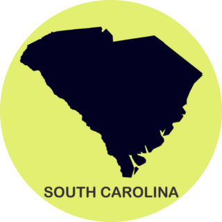 State Of South Carolina Map On Green Sticker