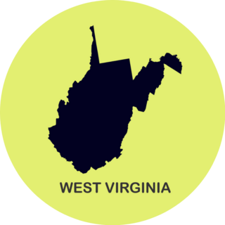 State Of West Virginia Map On Green Sticker