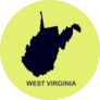 State Of West Virginia Map On Green Sticker