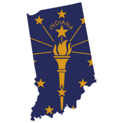 State Outline and Flag of Indiana Sticker