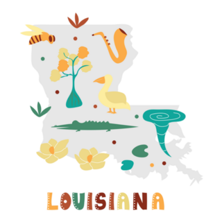 State Symbols Louisiana Cartoon Sticker