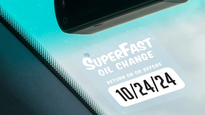 Static Cling Oil Change Sticker On Windshield