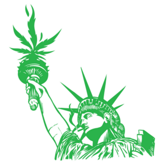 Statue Of Liberty With Hemp Leaf And Joint Illustration Sticker