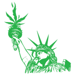 Statue Of Liberty With Hemp Leaf And Joint Illustration Sticker