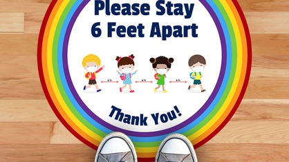 Stay 6 Feet Apart Rainbow Circle Floor Sticker